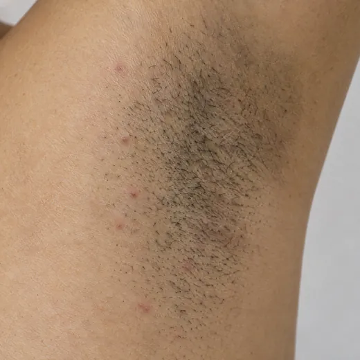 Illustrative: underarm skin before treatment