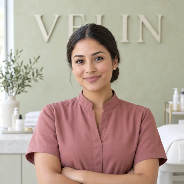 Priya R., medical aesthetician, in the studio